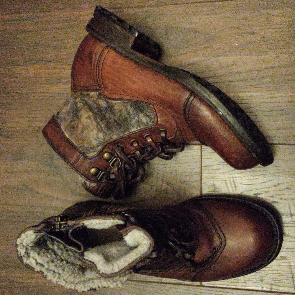 UGG Italian Collection "Calvina" Leather Combat/Moto Boots